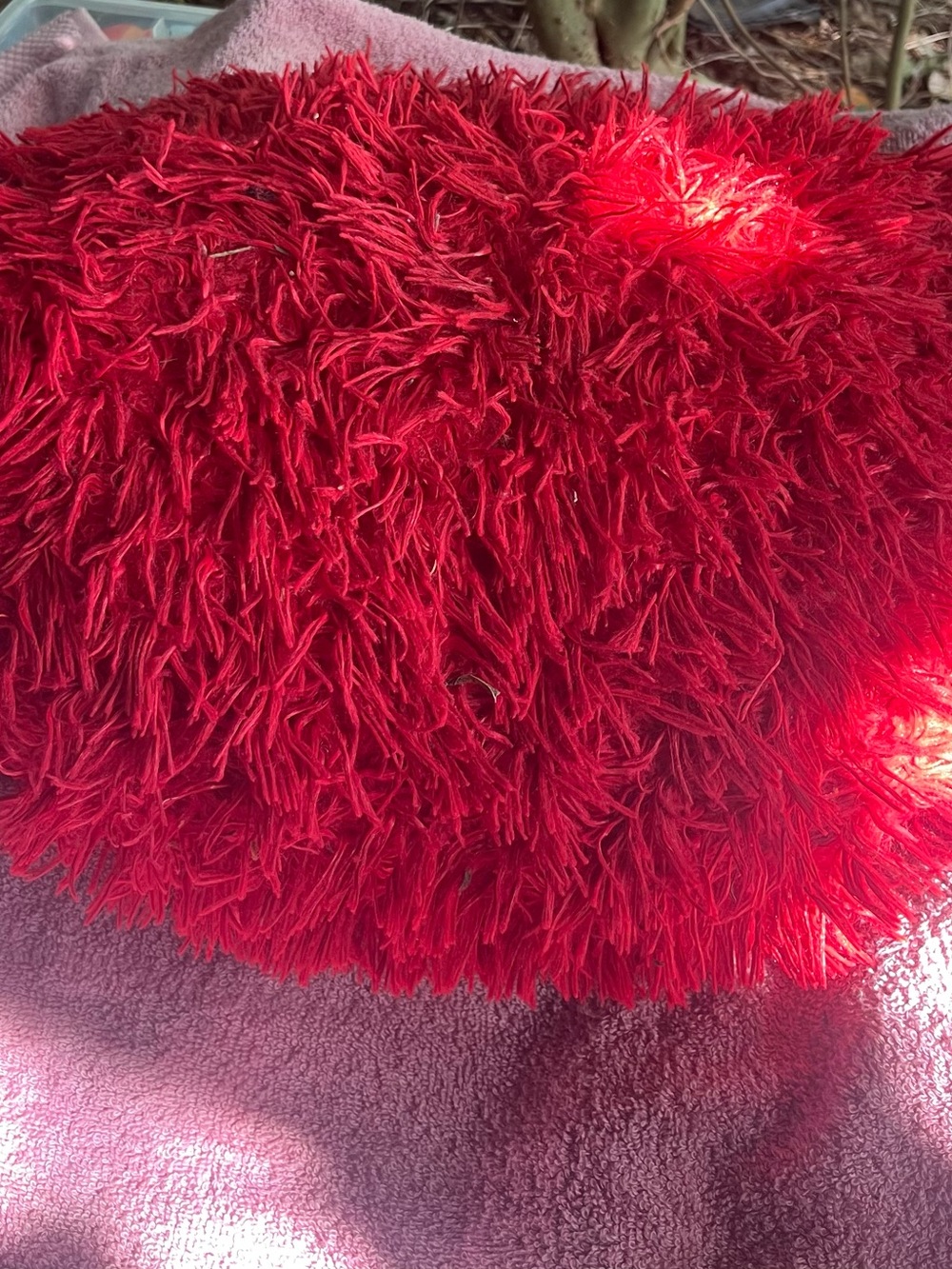 Mainstays Red Shaggy Round Throw Pillow